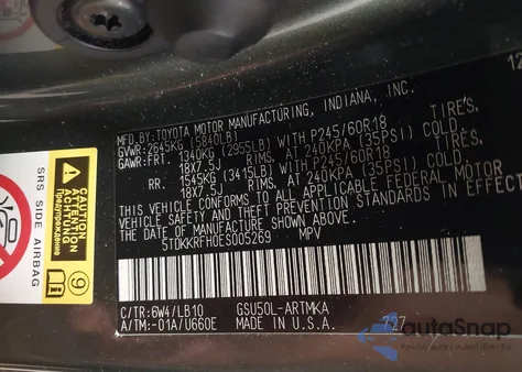 2014 Toyota Highlander Xle V6 z USA, uszkodzony, nr VIN 5TDKKRFH0ES005269